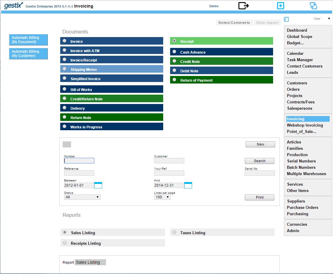 Entering payments and partial payments with Gestix ERP